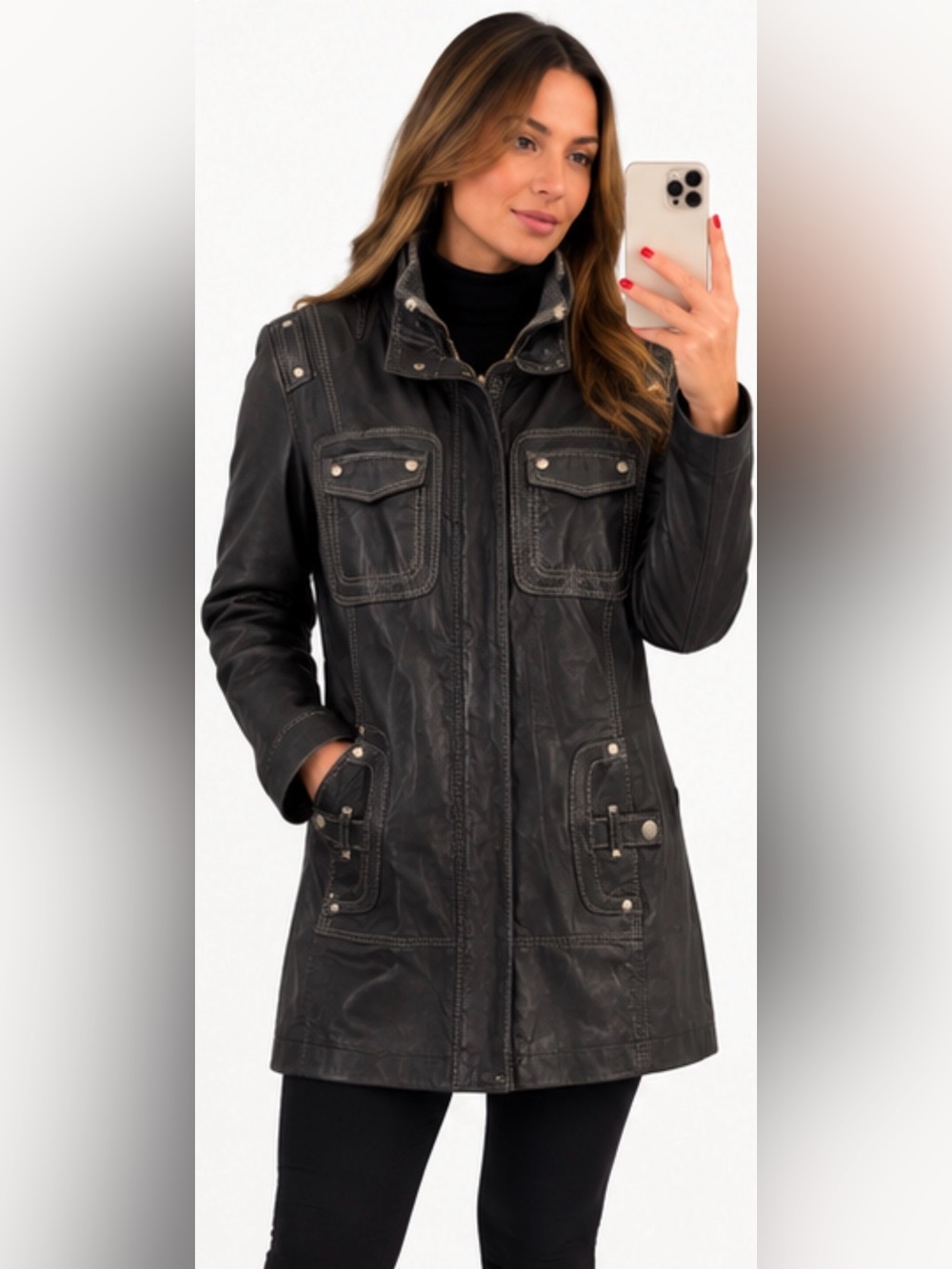 Danier Black Leather Utility Jacket size M